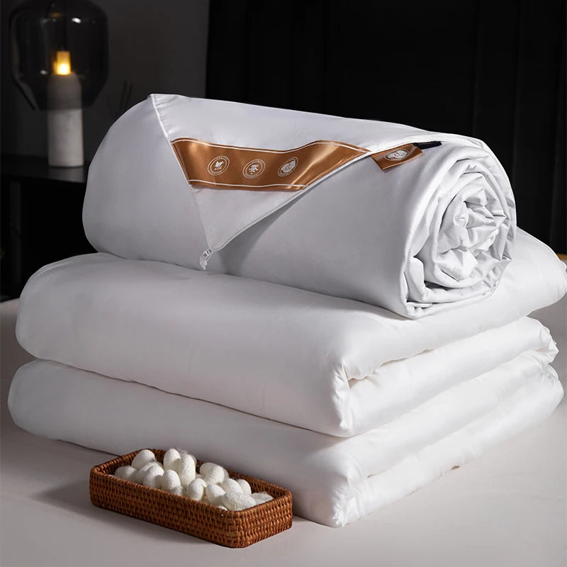 100% Natural Mulberry Silk Comforter With Cotton Shell King Queen Summer Winter Warm Duvet Blanket Single Couple Bedding Quilt